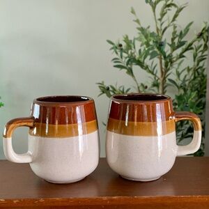 Vintage Brown and Cream Ceramic Mugs